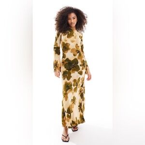 New ASOS Dress Size 8 Long Sleeve Olive Floral